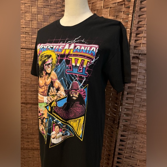 Westlemania VI 6 Wrestling Wrestle Black Shirt Ultimate Warrior Macho Man Medium - Picture 6 of 11